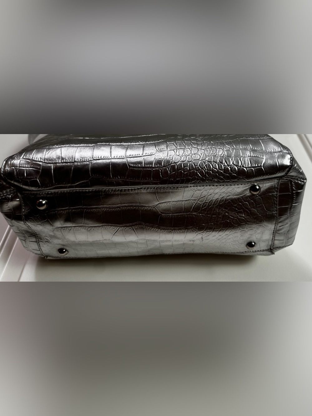 Steve Madden Silver Croc Embossed Satchel Crossbody Bag EUC - Picture 10 of 15
